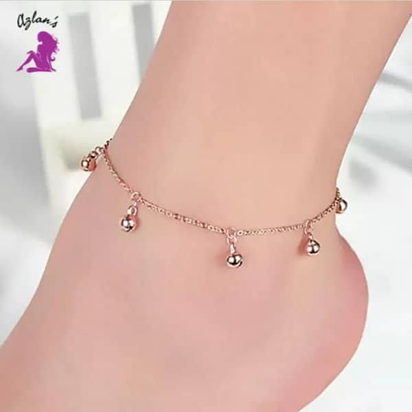 New Fashion Anklet Circle Bell Pendant with Plated Metal Chain for Girls and Women