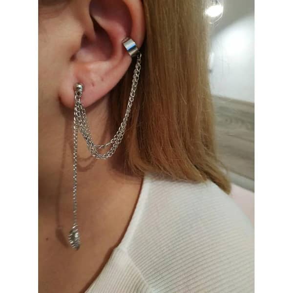 SayMakerLace Tassel Leaf Ear Clips – 2 Pack Metal Earcuff Earrings for Women