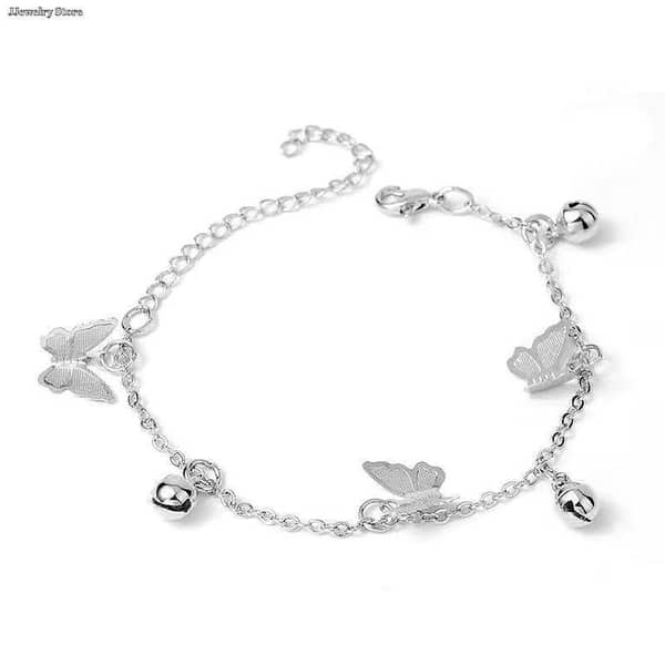 Silver-Plated Butterfly Chain Bracelet for Women