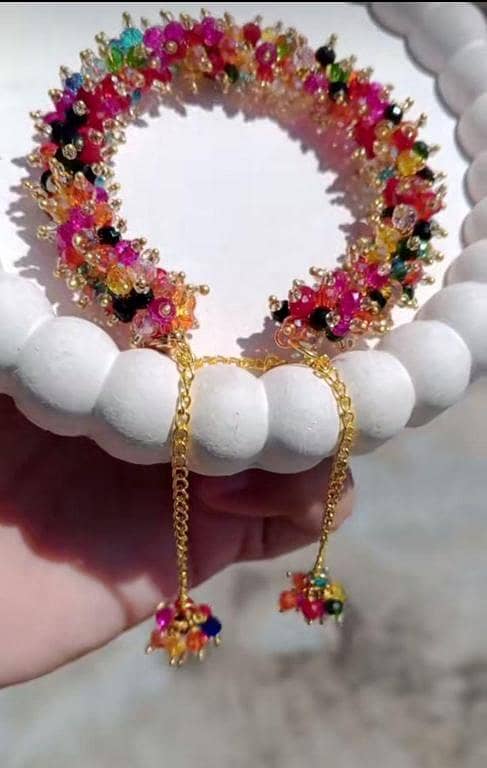 1 Pc Multicolor Gajra Bracelet for Women & Girls - Handmade Jewellery for Mehandi, Weddings, Parties, and Eid