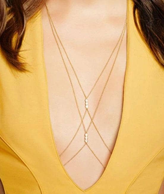 Bueatifull Charms Pearl Body Chain Bikini Harness Necklace for Women