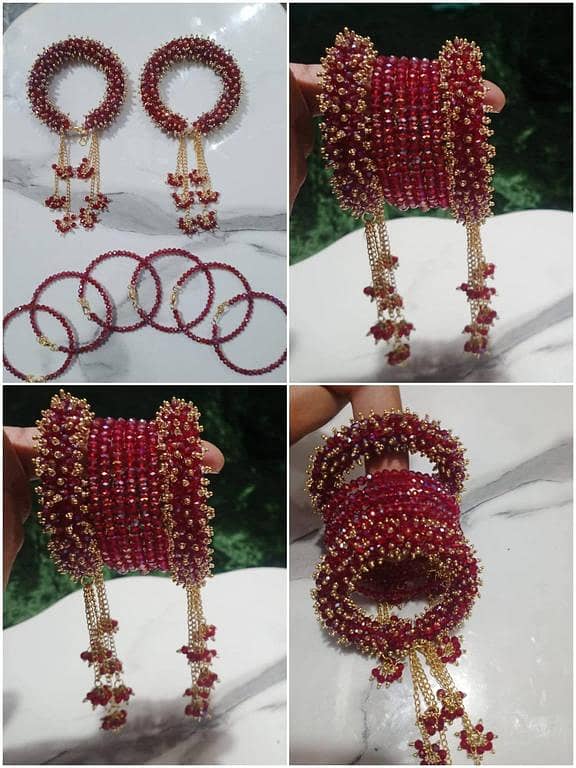 1 Pair Gajra Bracelet + 6 Bangles for Girls & Women – Weddings, Parties, Gifts