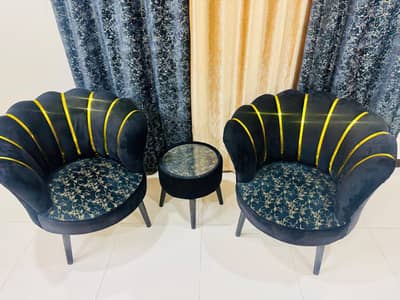 L Shape Sofa Set with 4 Chairs, 2 Coffee Chairs & Center Table