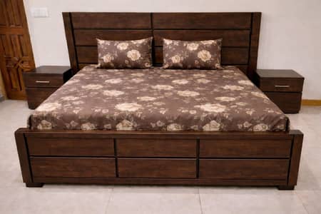 bed with two side tables