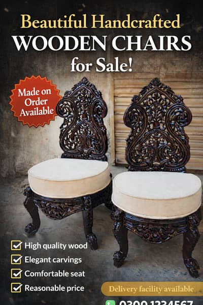 Royal Hand Carved Wooden Chairs – Premium Classic Design