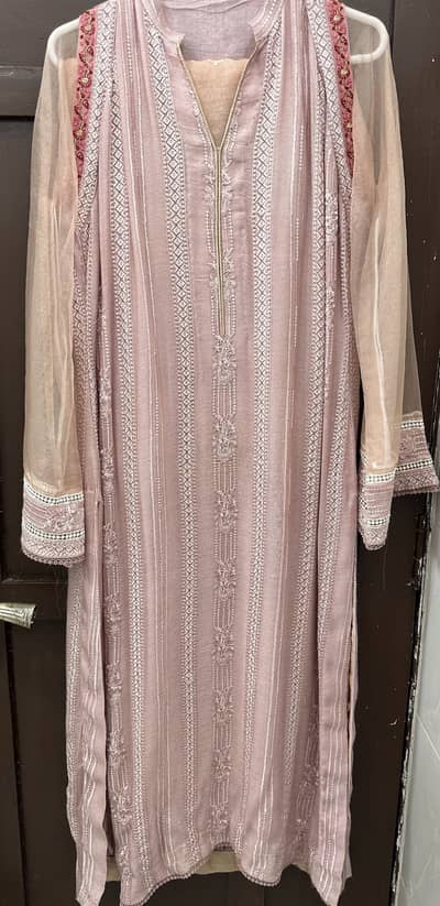 3 piece embroidered cotton net suit