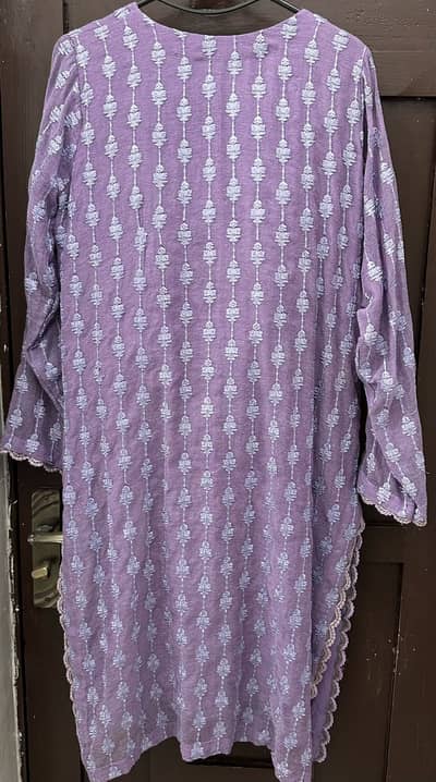 2 piece fully embroidered cotton net suit