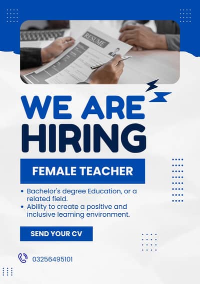 We are hiring a female teacher for school