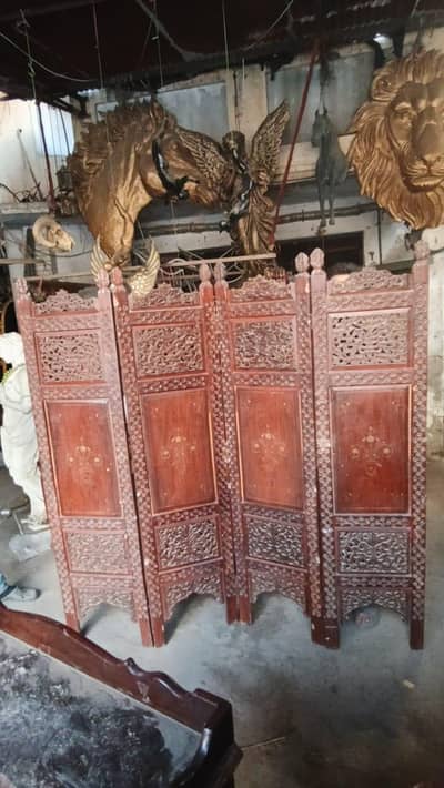 Partition room divider separator wooden screen sheesham  parda antique