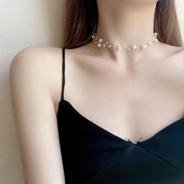 New Arrival: Collarbone Pearl Necklace on Fishing Line for Girls