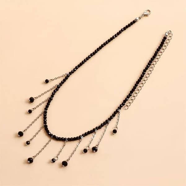 Azlan's Flowing Fringe Choker Gothic Water Drop Pendent Necklace long Tassels Neckchain