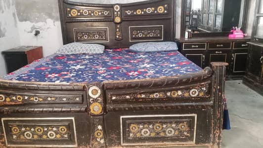 Complete Wooden Bedroom Set for Sale – Bed + Dressing + Chairs