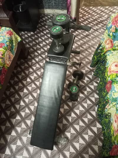 2 Dumbbells 5KG + 2 Dumbbells 3KG with Exercise Bench for Sale