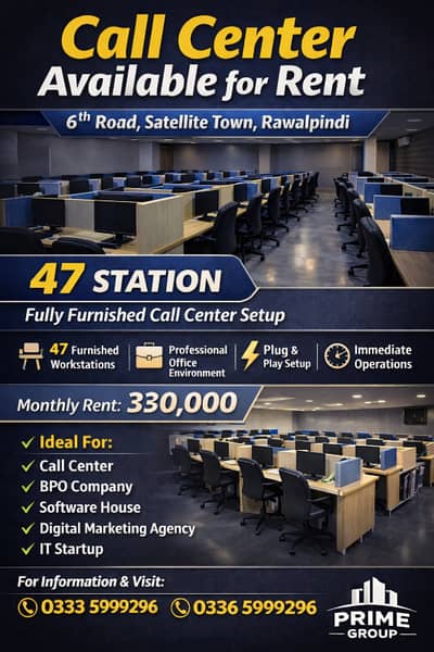 Call Center Available for Rent 6th Road, Satellite Town Rawalpindi