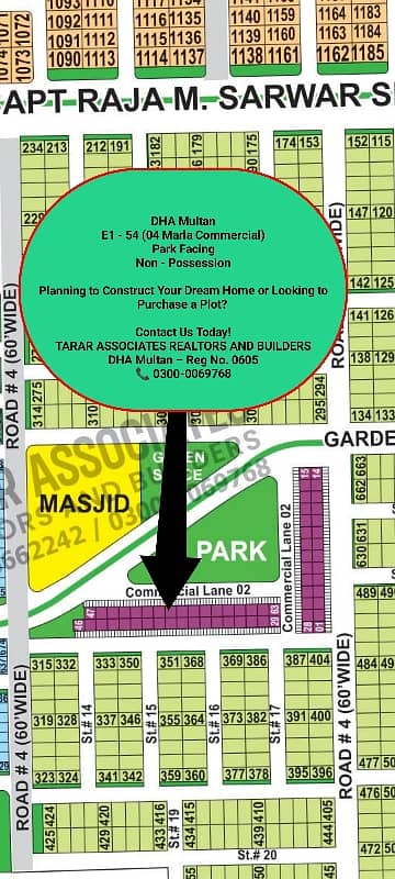 DHA Multan | E1-54 | 04 Marla Commercial | Non - Possession | Park Facing |
