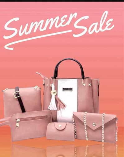 Chic Girl's Hand Bag Set - 5 Pcs Rexine in Vibrant Colors