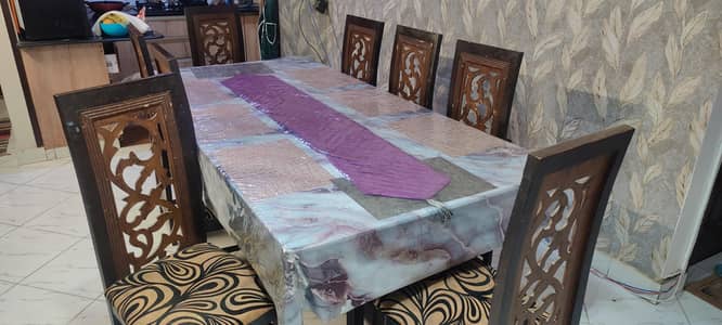 8 seater glass Dining table  with wooden chairs