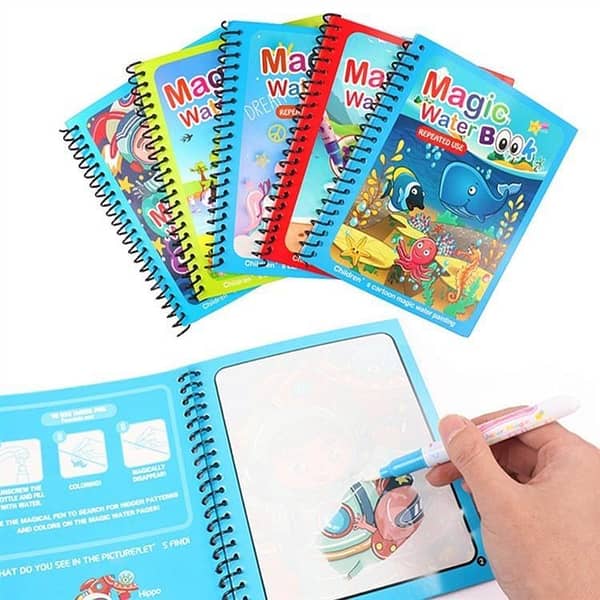 Drawing Book Reusable Magic Water Quick Dry Book Water Coloring Book Doodle with Magic Pen Painting Board for Children Education Drawing Pad
