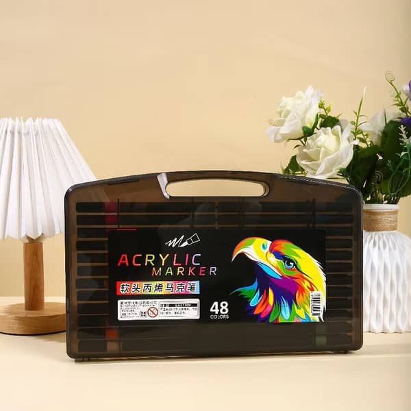 Acrylic Markers Set — Soft Brush Tip, 48-Color Assortment