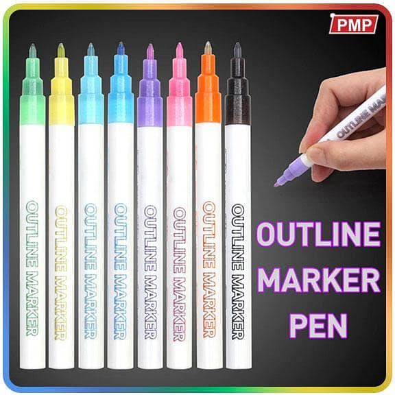 Outline Marker Pens: Double-Line Metallic Outline Markers in 48 Colors for Arts, Doodling, Greeting Cards, and Calligraphy