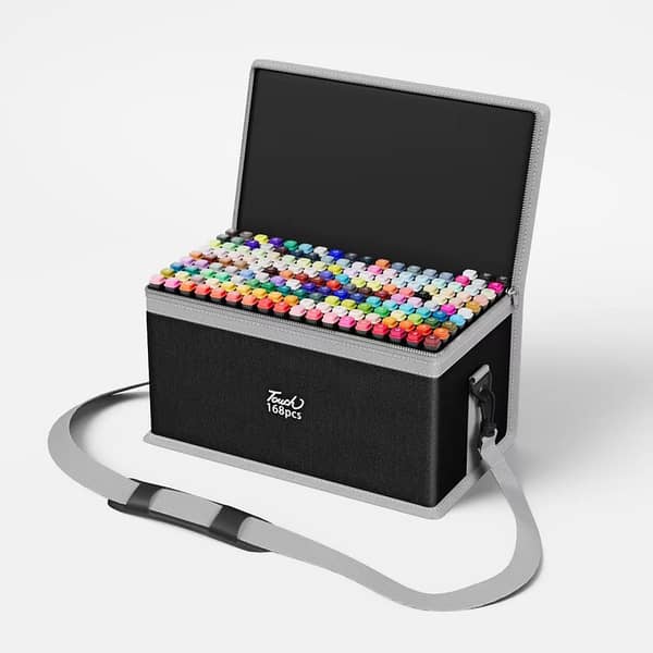 168 Colors PMP Sketch Markers Set with Twin Tips, Alcohol-Based Markers in Case (80/120/168/262) for Drawing and Coloring
