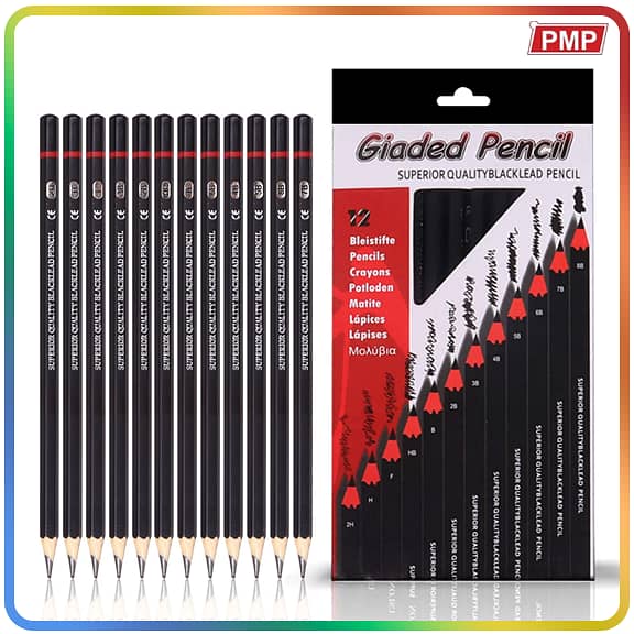 Sketch Pencil Set: Pack of 12 Pencils for Sketching and Drawing