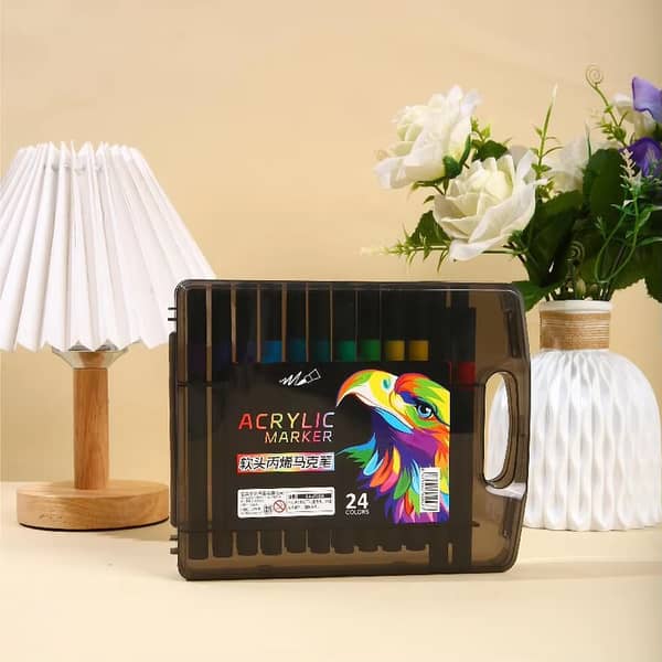 Acrylic Markers Set – 24 Soft Brush Tip Markers