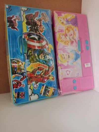 Jumbo Magnetic Pencil Box – Dual Side Cartoon Design
