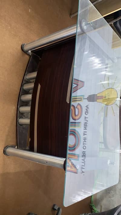 Modern glass top office & study table- Strong wooden based-