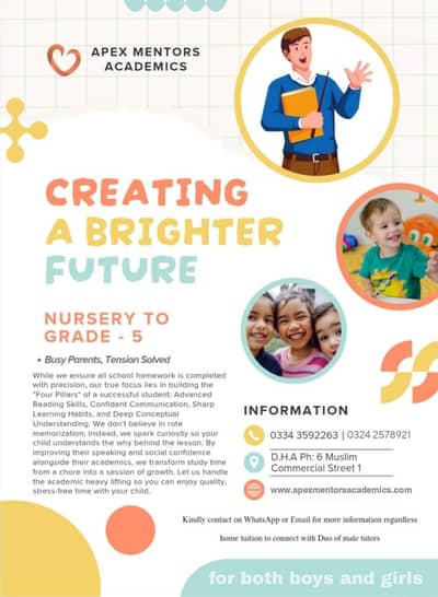 Premium Home Tuition: Nursery to Grade 5 All Subjects with Drawing