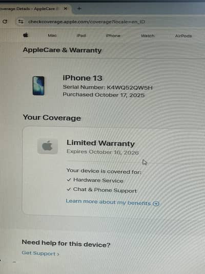 iPhone 13 JV 128gb Official Warranty Till Oct 2026