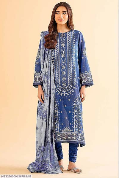 Elegant Blue Lawn/Cotton Suit with Matching Dupatta - Unused Condition