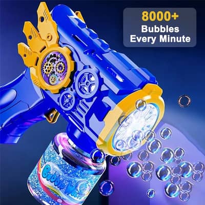 Electric Automatic Bubble Gun Blower with Light (12 Hole)