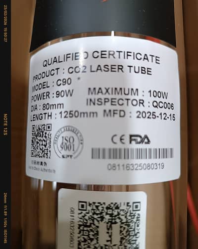Co2 Laser Tube, SPT C90 Model