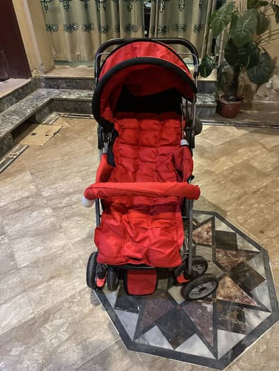 Baby Stroller / Pram – Red Color – Excellent Condition – 8000 PKR