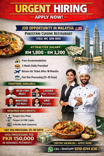 We Are Hiring Staff For Malaysia
