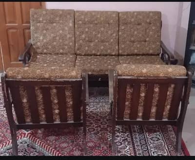 Sofa set 5 Seater  oak wooden good condition 03453183716