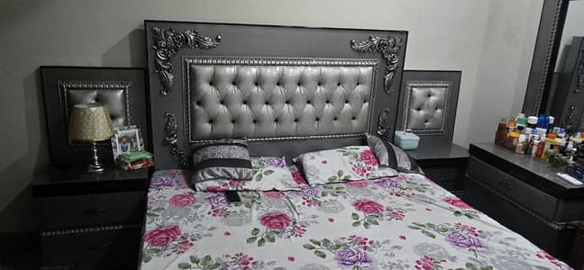 wooden Bed Set and Dressing Table For Sale