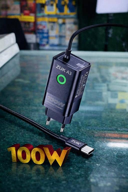 100W Super Fast Charger with . . Type-C Cable | PD & QC 3.0 Compatible Smart Chip & Overcharge Protection