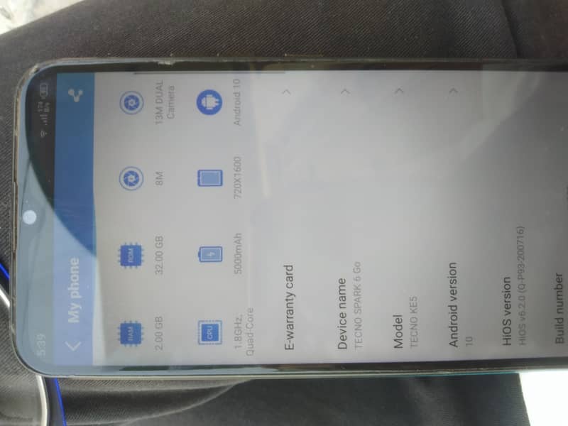 Tecno spark 6go . Android version 10 4