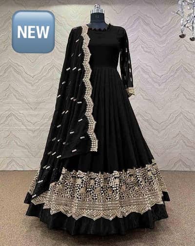 3 pcs women stiched silk Embrioded maxi