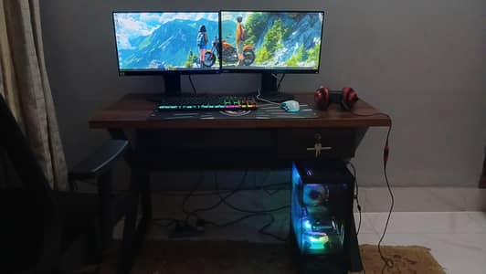 Gaming setup [PC + monitors + accessories + table + chair included]