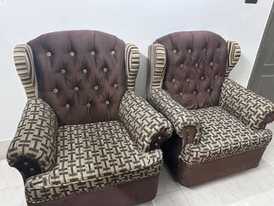  Elegant Brown & Gold Velvet Sofa Set for Sale 