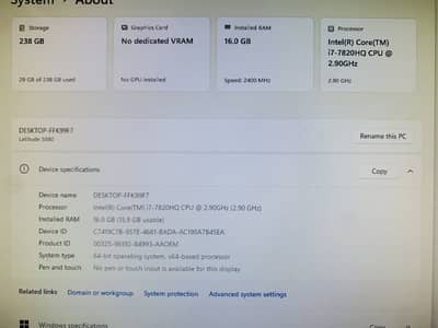Dell latitude 5580 i7 7th Gen