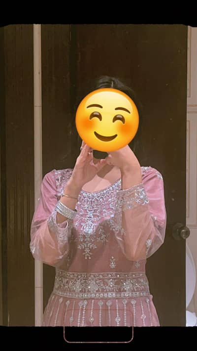 lilac color maxi with trouser and dupatta