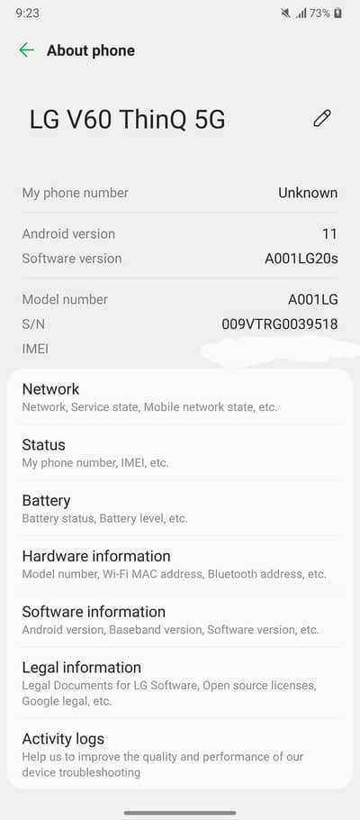 LG v60 thinq 5G Condition 10/9.5