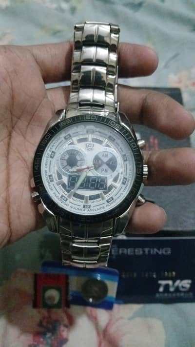 ⌚ TVG Analog + Digital Stainless Steel Watch (Complete Set)
