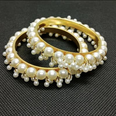 Artificial Pearl Drop Bangles – Wedding Wear