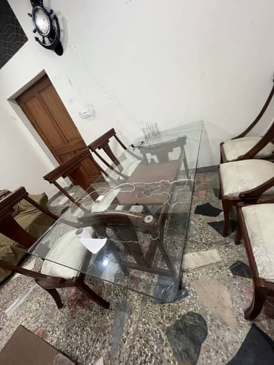 6-seater wooden dining set