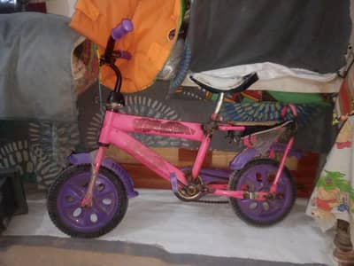 Kids Pink Bicycle with Training Wheels – Good Condition
